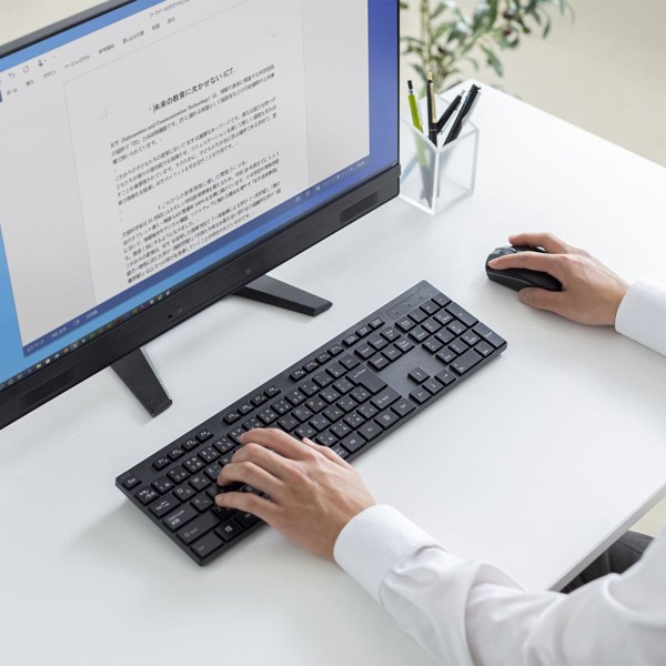 サンワサプライ ワイヤレス静音キーボード・マウスセット テンキーあり ブラック SKB-WL39SETBK 1個（ご注文単位1個）【直送品】