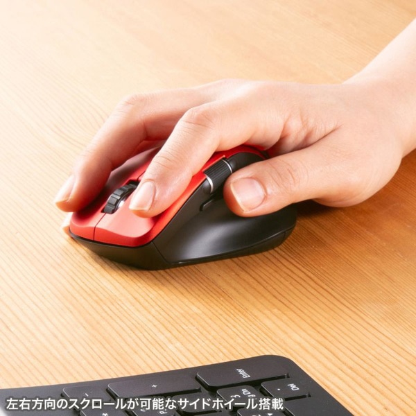 サンワサプライ 静音 ワイヤレスマウス サイドホイール付き 5ボタン レッド MA-WBS524R 1個（ご注文単位1個）【直送品】