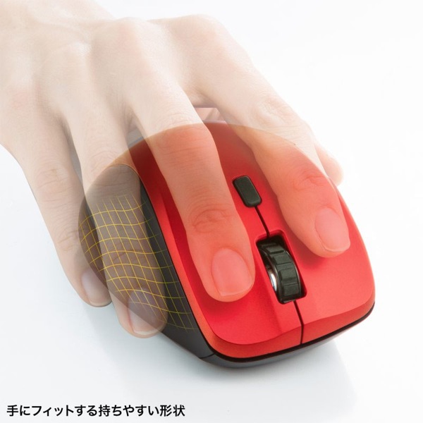 サンワサプライ 静音 ワイヤレスマウス サイドホイール付き 5ボタン レッド MA-WBS524R 1個（ご注文単位1個）【直送品】
