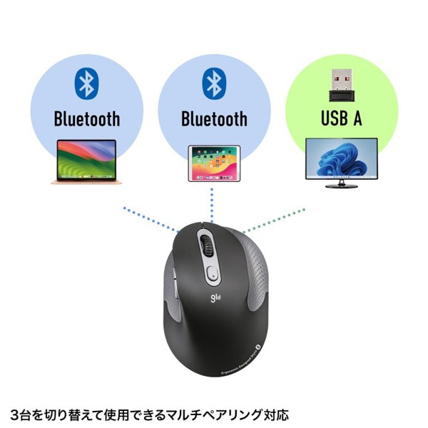 サンワサプライ 静音 ワイヤレスエルゴノミクスコンボマウス ブラック MA-EWBBS528LBK 1個（ご注文単位1個）【直送品】