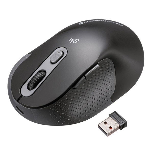 サンワサプライ 静音 ワイヤレスエルゴノミクスコンボマウス ブラック MA-EWBBS528MBK 1個(ご注文単位1個)【直送品】