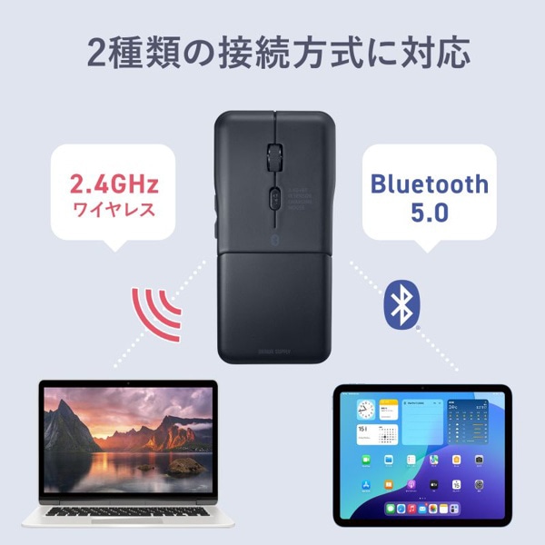 サンワサプライ 静音 ワイヤレス IR LED コンボマウス ブラック MA-WBIS5117BK 1個(ご注文単位1個)【直送品】