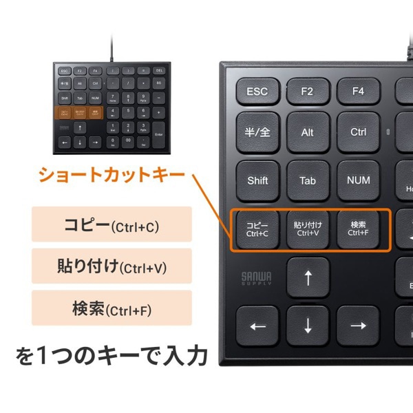 サンワサプライ 表計算USBテンキー ブラック NT-27UBK 1個(ご注文単位1個)【直送品】