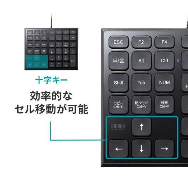 サンワサプライ 表計算USBテンキー ブラック NT-27UBK 1個(ご注文単位1個)【直送品】