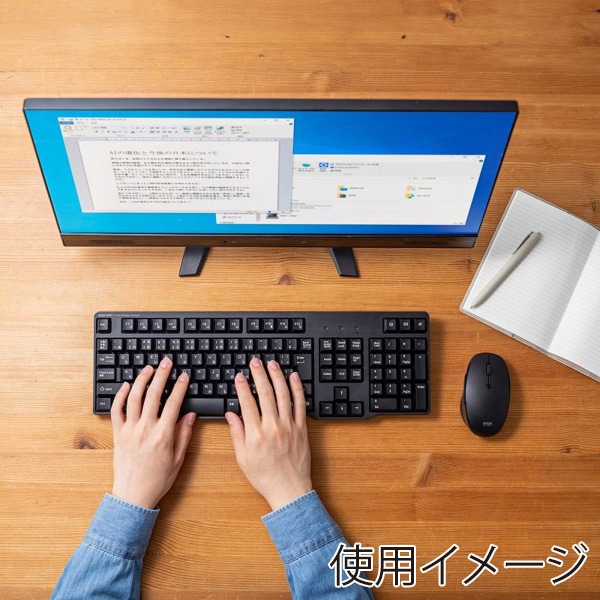 サンワサプライ ワイヤレス静音キーボード・マウスセット テンキーあり ブラック SKB-WL40ASETBK 1個（ご注文単位1個）【直送品】