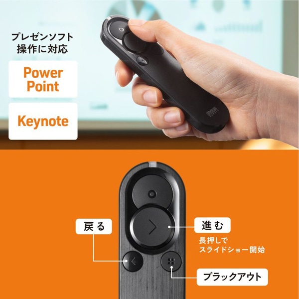 サンワサプライ 2WAYプレゼンター グリーンレーザー・マウス対応 MA-WPR15BK 1個（ご注文単位1個）【直送品】