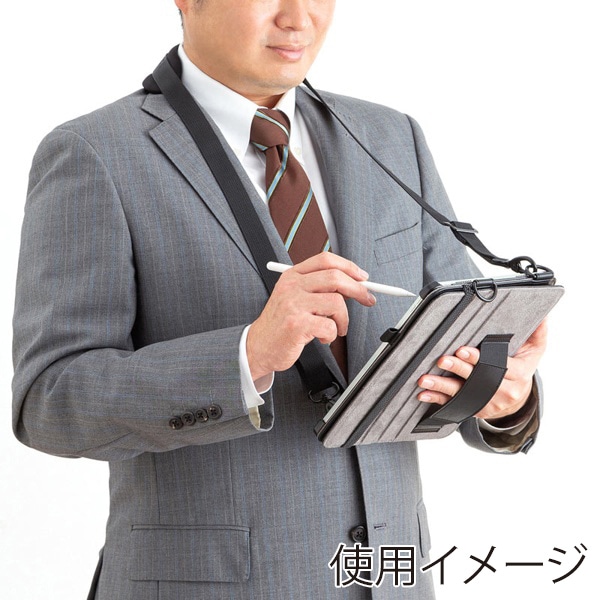 サンワサプライ iPad Air 11インチ用ケース スタンド・ベルト付き ブラック PDA-IPAD1712BK 1個（ご注文単位1個）【直送品】