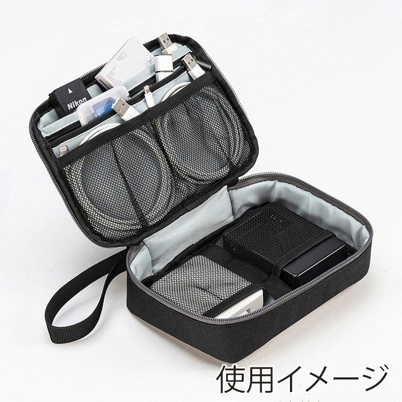 サンワサプライ トラベル小物ポーチ W190×D135×H50mm IN-AD8BK 1個(ご注文単位1個)【直送品】