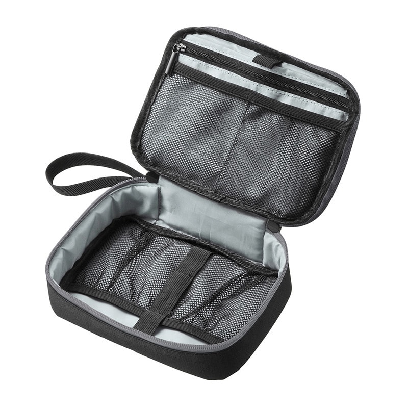 サンワサプライ トラベル小物ポーチ W190×D135×H50mm IN-AD8BK 1個(ご注文単位1個)【直送品】