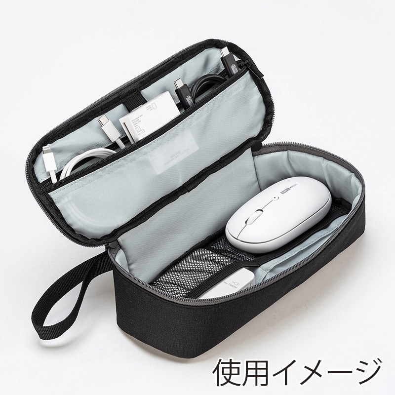 サンワサプライ トラベル小物ポーチ W255×D97×H60mm IN-AD10BK 1個(ご注文単位1個)【直送品】