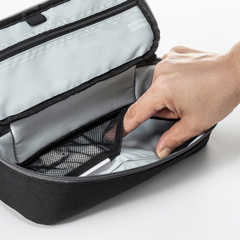 サンワサプライ トラベル小物ポーチ W255×D97×H60mm IN-AD10BK 1個(ご注文単位1個)【直送品】