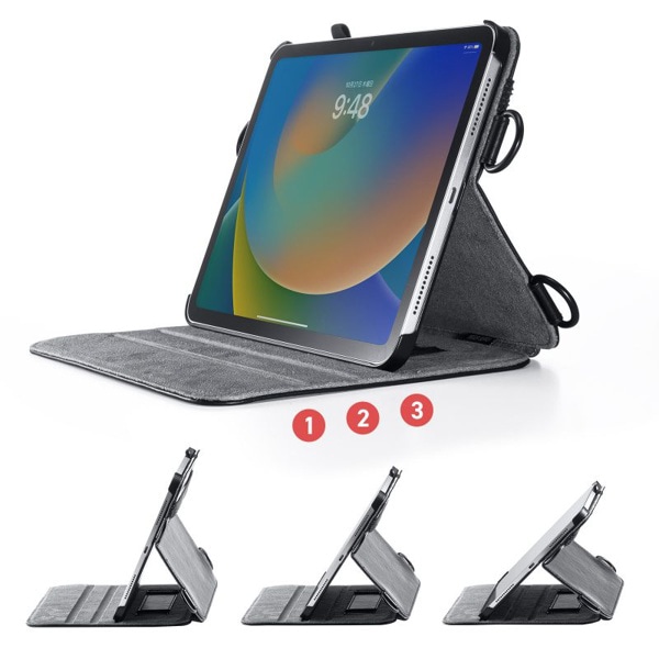 サンワサプライ iPad 10.9インチ用ショルダーベルトケース スタンド機能付き ブラック PDA-IPAD1912BK 1個（ご注文単位1個）【直送品】