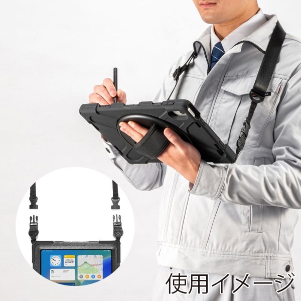 サンワサプライ iPad 10.9インチ用耐衝撃ケース ハンドル・スタンド付き ブラック PDA-IPAD1917BK 1個（ご注文単位1個）【直送品】