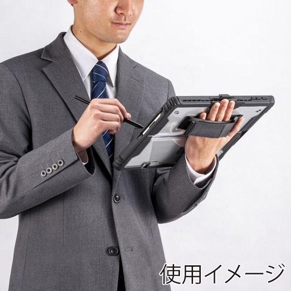 サンワサプライ Surface Pro11／10／9用耐衝撃ケース ハンドベルト・ペンホルダー付き ブラック PDA-SF10BK 1個（ご注文単位1個）【直送品】
