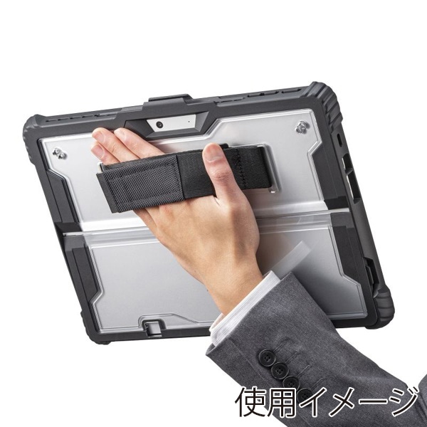 サンワサプライ Surface Pro11／10／9用耐衝撃ケース ハンドベルト・ペンホルダー付き ブラック PDA-SF10BK 1個（ご注文単位1個）【直送品】