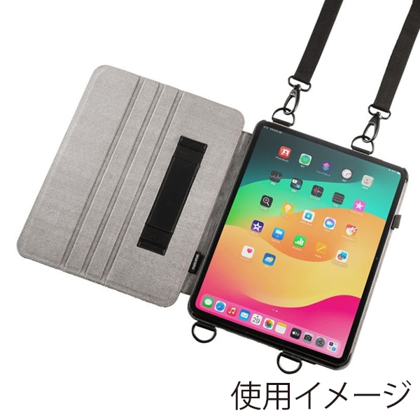 サンワサプライ iPad Pro 13インチ用ケース スタンド・ベルト付き ブラック PDA-IPAD2012BK 1個（ご注文単位1個）【直送品】