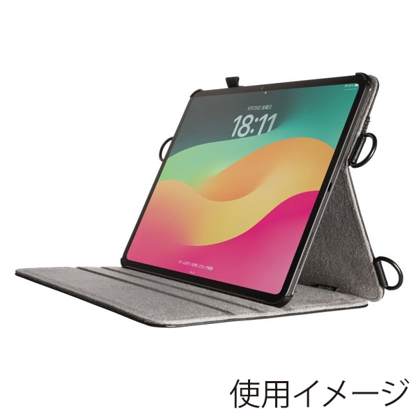 サンワサプライ iPad Pro 13インチ用ケース スタンド・ベルト付き ブラック PDA-IPAD2012BK 1個（ご注文単位1個）【直送品】