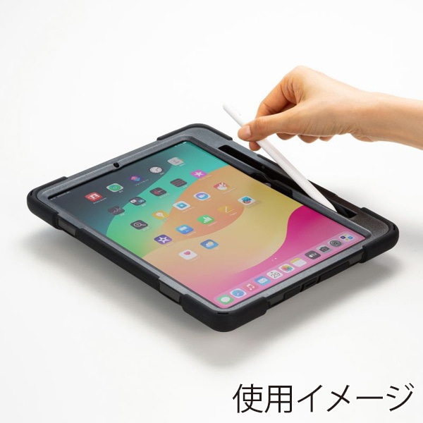 サンワサプライ iPad Pro 11インチ用耐衝撃ケース ハンドル・スタンド付き ブラック PDA-IPAD1717BK3 1個（ご注文単位1個）【直送品】