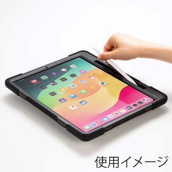 サンワサプライ iPad Pro 13インチ用耐衝撃ケース ハンドル・スタンド付き ブラック PDA-IPAD2017BK2 1個（ご注文単位1個）【直送品】