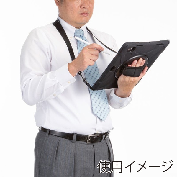 サンワサプライ iPad Pro 13インチ用耐衝撃ケース ハンドル・スタンド付き ブラック PDA-IPAD2017BK2 1個（ご注文単位1個）【直送品】