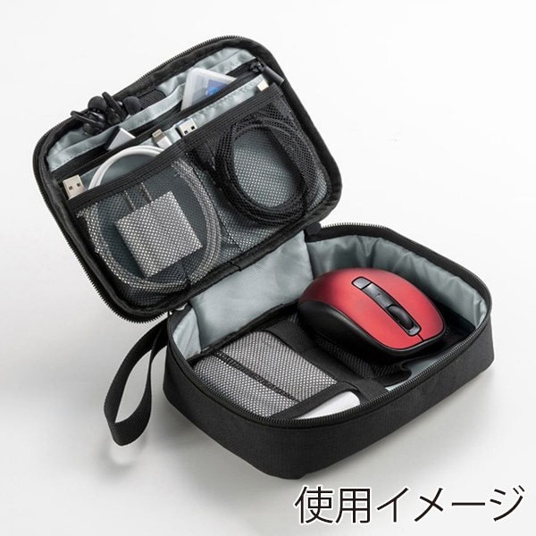 サンワサプライ トラベル小物ポーチ 195×135×55mm ブラック IN-AD11BK 1個（ご注文単位1個）【直送品】