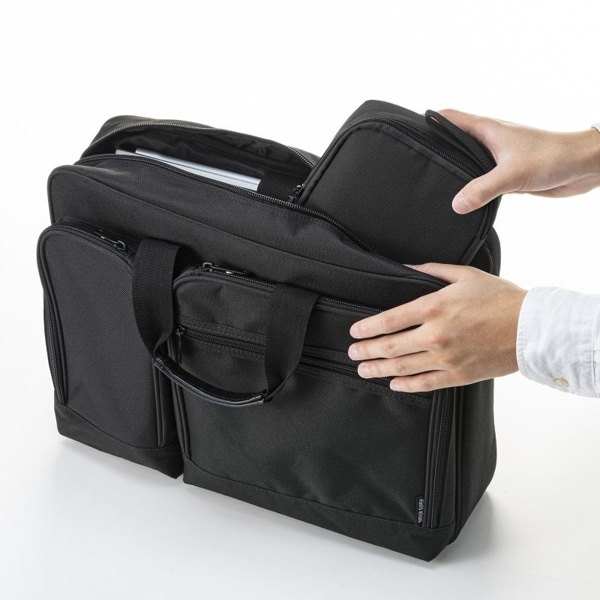 サンワサプライ トラベル小物ポーチ 195×135×55mm ブラック IN-AD11BK 1個（ご注文単位1個）【直送品】