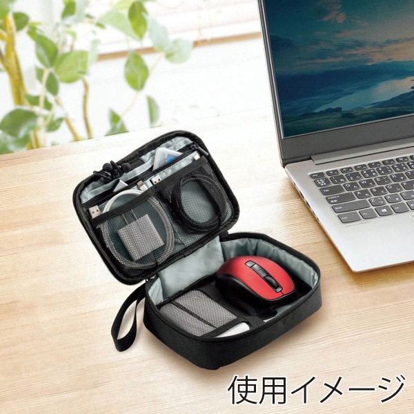 サンワサプライ トラベル小物ポーチ 195×135×55mm ブラック IN-AD11BK 1個（ご注文単位1個）【直送品】