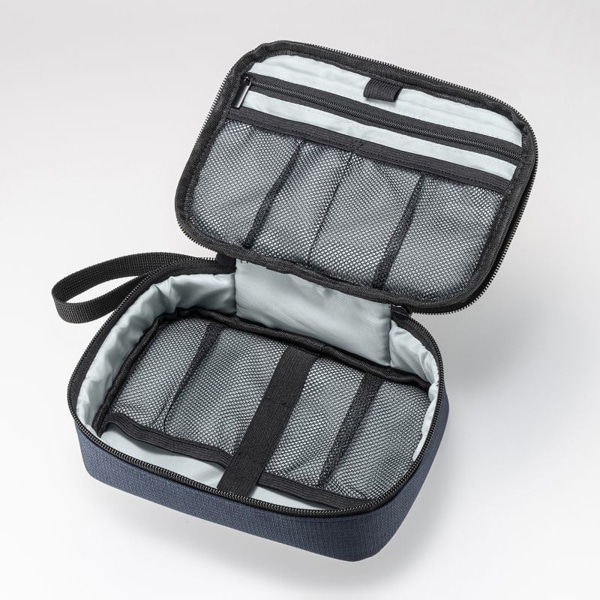 サンワサプライ トラベル小物ポーチ 195×135×55mm ネイビー IN-AD11NV 1個(ご注文単位1個)【直送品】