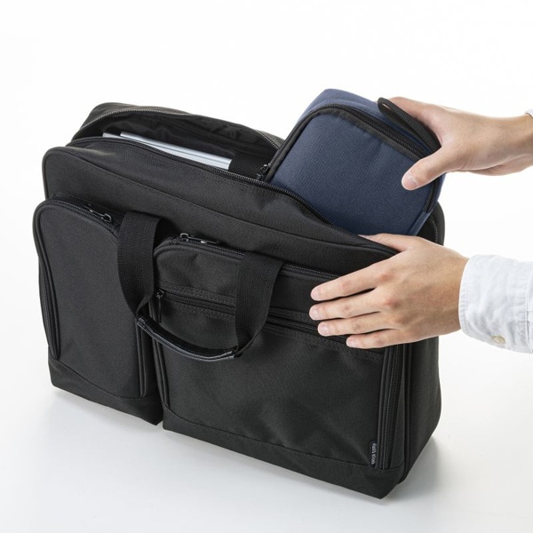 サンワサプライ トラベル小物ポーチ 195×135×55mm ネイビー IN-AD11NV 1個(ご注文単位1個)【直送品】