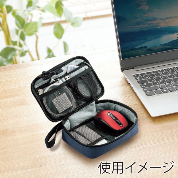 サンワサプライ トラベル小物ポーチ 195×135×55mm ネイビー IN-AD11NV 1個(ご注文単位1個)【直送品】