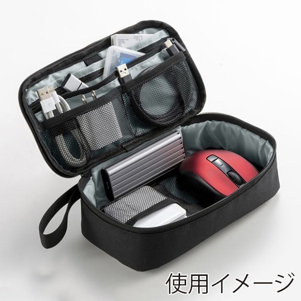 サンワサプライ トラベル小物ポーチ 215×115×65mm ブラック IN-AD12BK 1個（ご注文単位1個）【直送品】