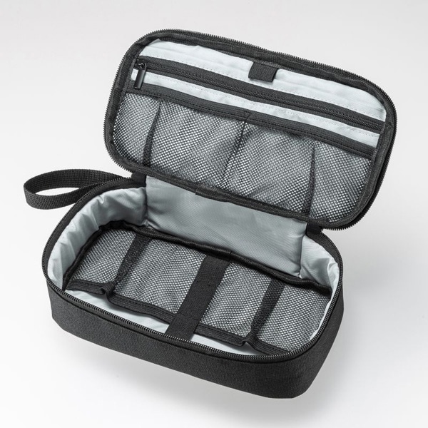 サンワサプライ トラベル小物ポーチ 215×115×65mm ブラック IN-AD12BK 1個（ご注文単位1個）【直送品】