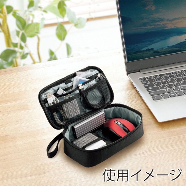 サンワサプライ トラベル小物ポーチ 215×115×65mm ブラック IN-AD12BK 1個（ご注文単位1個）【直送品】