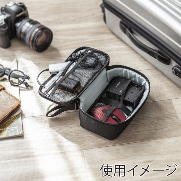 サンワサプライ トラベル小物ポーチ 215×115×65mm ブラック IN-AD12BK 1個（ご注文単位1個）【直送品】