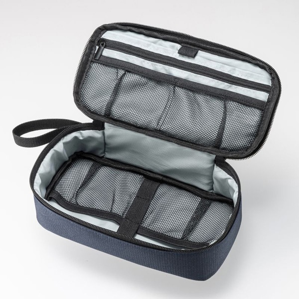 サンワサプライ トラベル小物ポーチ 215×115×65mm ネイビー IN-AD12NV 1個（ご注文単位1個）【直送品】