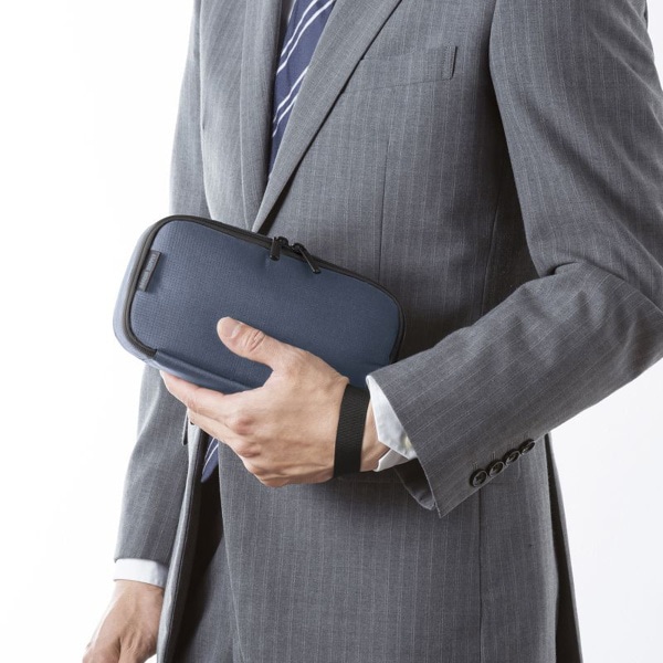 サンワサプライ トラベル小物ポーチ 215×115×65mm ネイビー IN-AD12NV 1個（ご注文単位1個）【直送品】