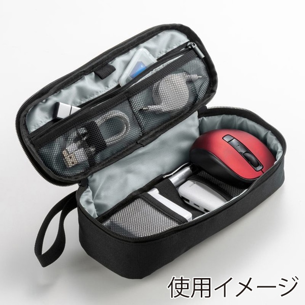 サンワサプライ トラベル小物ポーチ 245×100×65mm ブラック IN-AD13BK 1個（ご注文単位1個）【直送品】