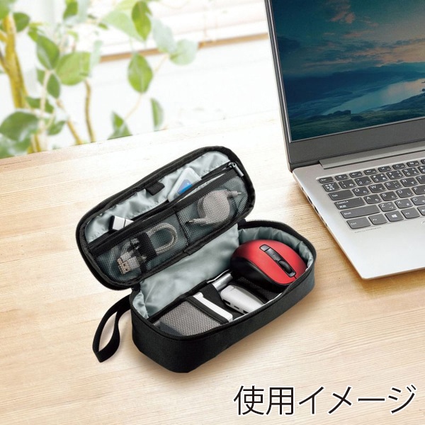 サンワサプライ トラベル小物ポーチ 245×100×65mm ブラック IN-AD13BK 1個（ご注文単位1個）【直送品】