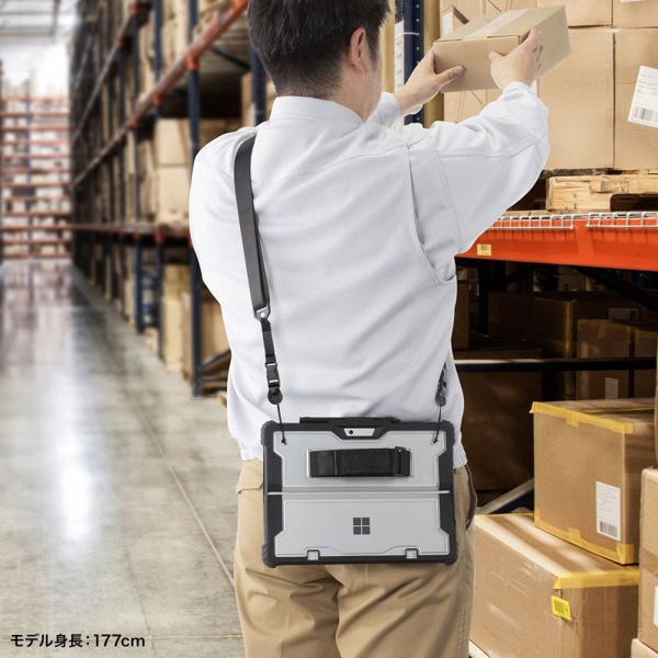 サンワサプライ Surface Pro11／10／9用耐衝撃ケース ショルダーベルト付き ブラック PDA-SF12BK 1個（ご注文単位1個）【直送品】