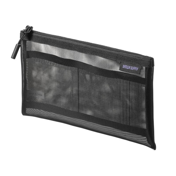 サンワサプライ マルチメッシュケース 200×10×120mm ブラック IN-MS1BK 1個（ご注文単位1個）【直送品】