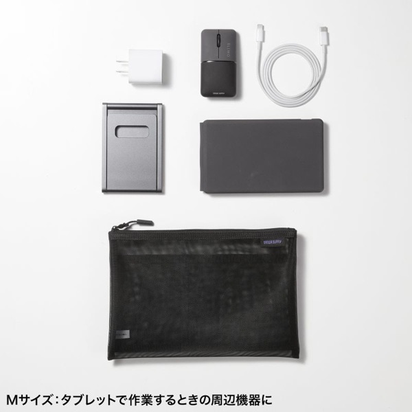 サンワサプライ マルチメッシュケース 235×10×160mm ブラック IN-MS2BK 1個（ご注文単位1個）【直送品】