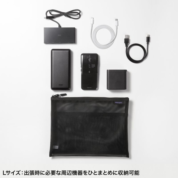 サンワサプライ マルチメッシュケース 255×10×200mm ブラック IN-MS3BK 1個（ご注文単位1個）【直送品】