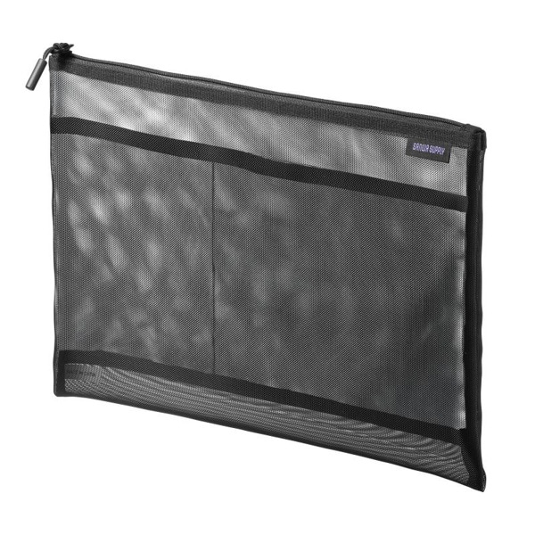 サンワサプライ マルチメッシュケース 295×10×225mm ブラック IN-MS4BK 1個（ご注文単位1個）【直送品】