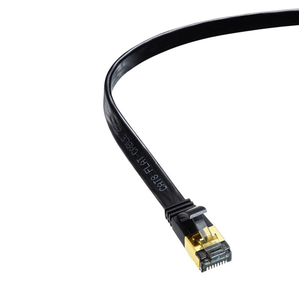 サンワサプライ フラットLANケーブル カテゴリ8 0.5m ブラック KB-T8FL-005BK 1個(ご注文単位1個)【直送品】