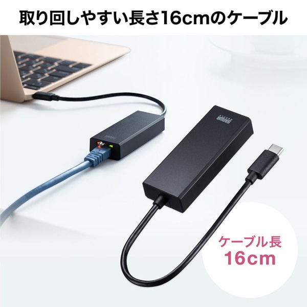 サンワサプライ USB3.2Type-C／LAN 変換アダプタ 2.5Gbps対応 ブラック USB-CVLAN6BK 1個（ご注文単位1個）【直送品】
