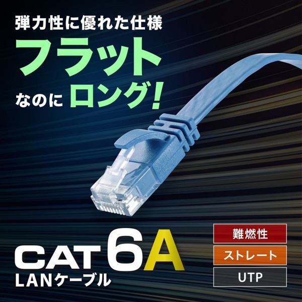 サンワサプライ フラットLANケーブル カテゴリ6A 15m ブルー KB-FL6AL-15BL 1個(ご注文単位1個)【直送品】