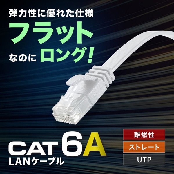 サンワサプライ フラットLANケーブル カテゴリ6A 15m ホワイト KB-FL6AL-15W 1個（ご注文単位1個）【直送品】