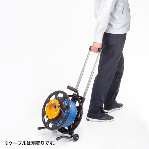 サンワサプライ ケーブルリール 伸縮ハンドル キャスター付き LAN-TL21 1個（ご注文単位1個）【直送品】