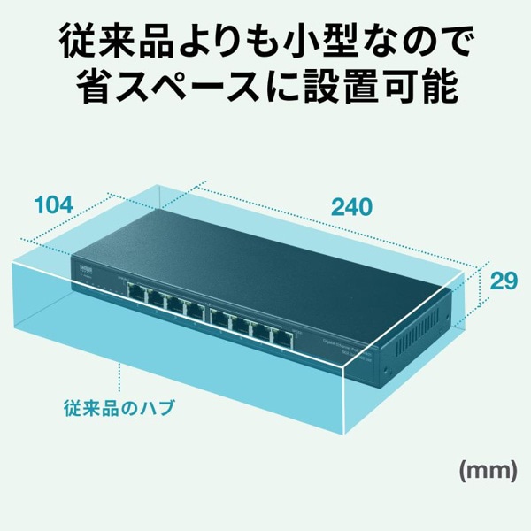 サンワサプライ ギガビット対応PoEスイッチングハブ 8ポート LAN-GIGAPOE82 1個（ご注文単位1個）【直送品】