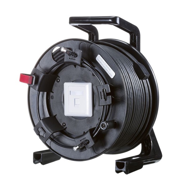 サンワサプライ 屋外用巻取り延長LANケーブル カテゴリ6A 0.2m KB-MKE21BK 1個（ご注文単位1個）【直送品】